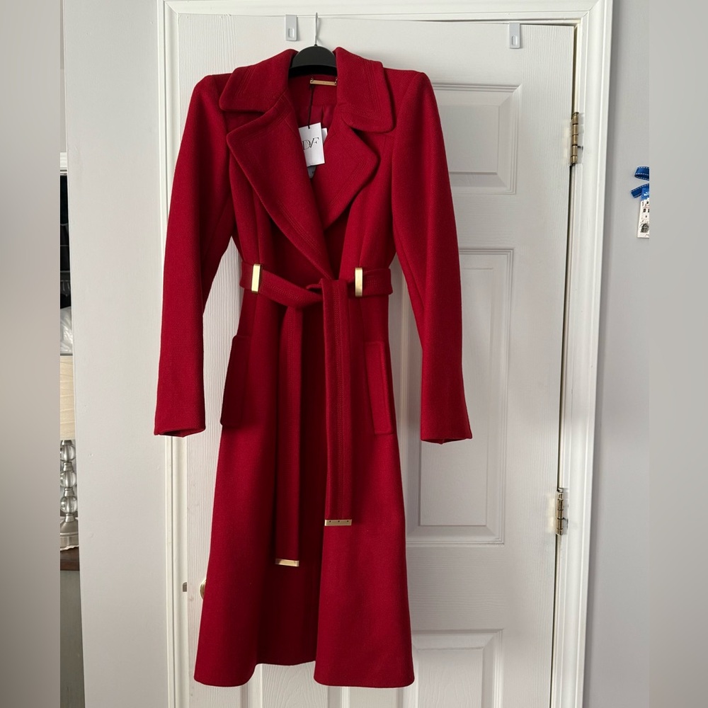 Diane Von Furstenberg Red/Burgundy Wool Coat